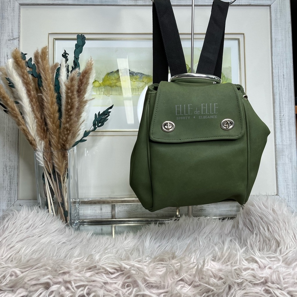 Elle de Elle Green Backpack with Silver Hardware